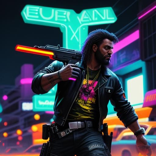 Miami Vice Killer in Neon Cityscape