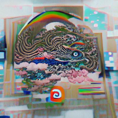 Psychedelic Ukiyo-e Art with Aurora and Geometric Details