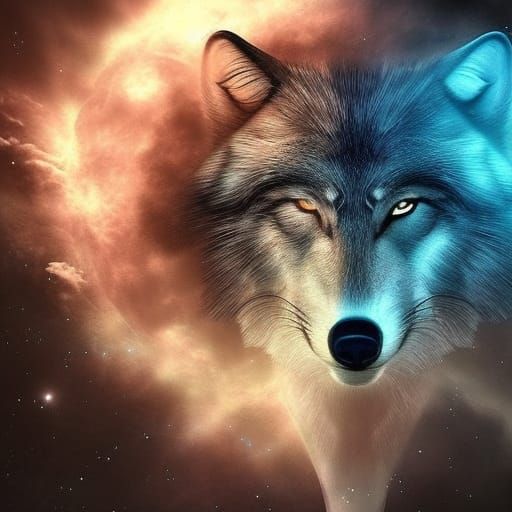 Cosmic Wolf Digital Matte Painting