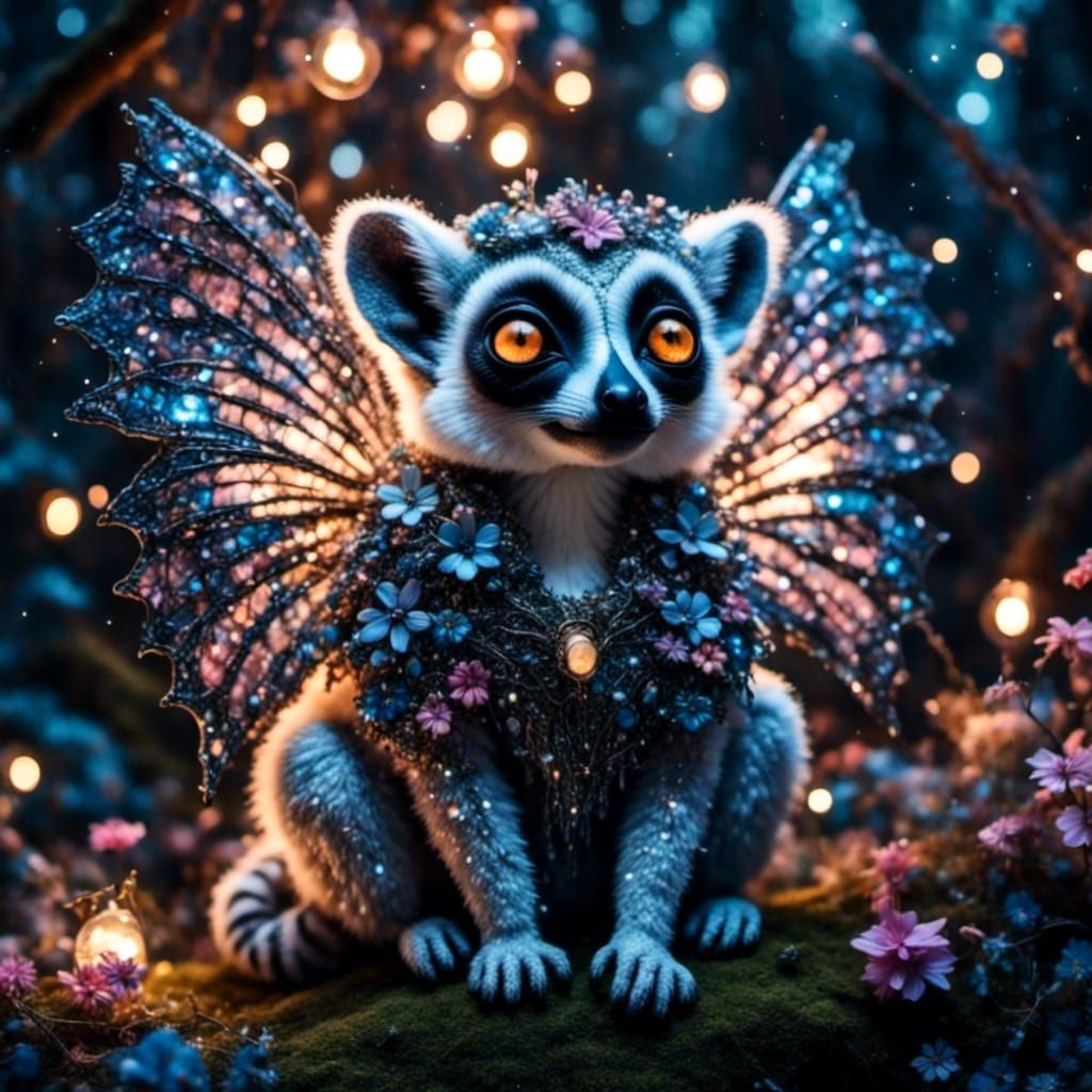 Fairy-Winged Lemur in Enchanted Forest