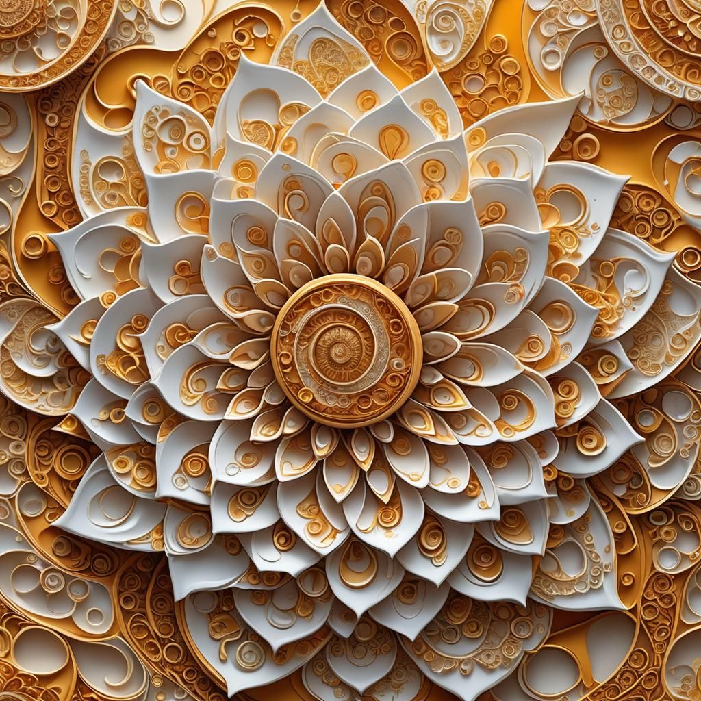 Abstract Fractal Greek Yogurt with Mango in 8K