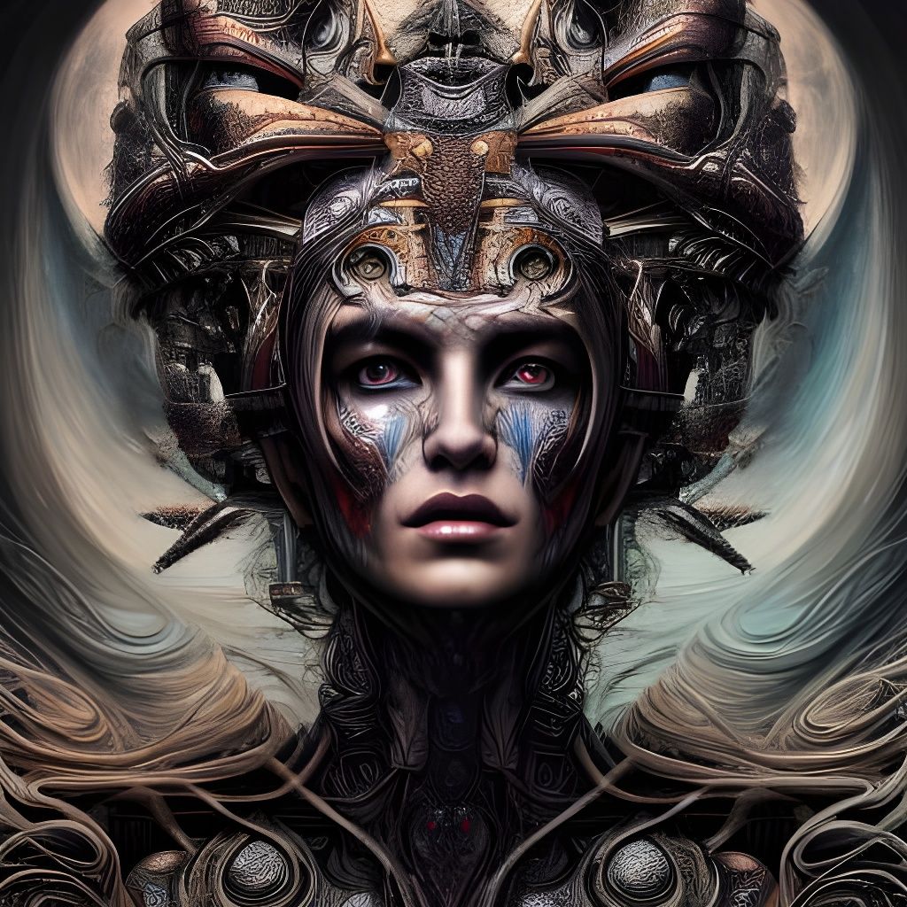 Warrior Goddess in Metallic Armor