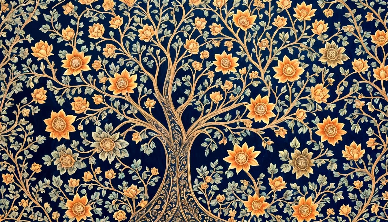 Intricate Pichwai Print for Saree, Detailed Matte Painting