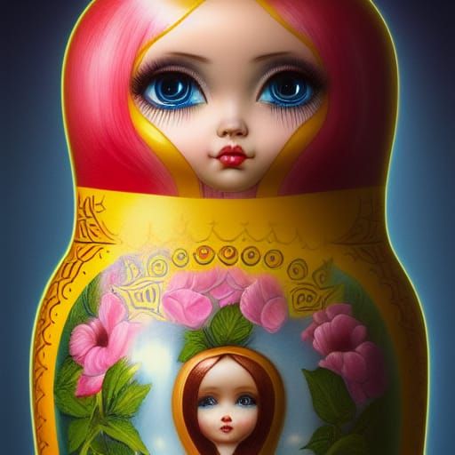 Detailed Matryoshka Doll in Surrealist Style