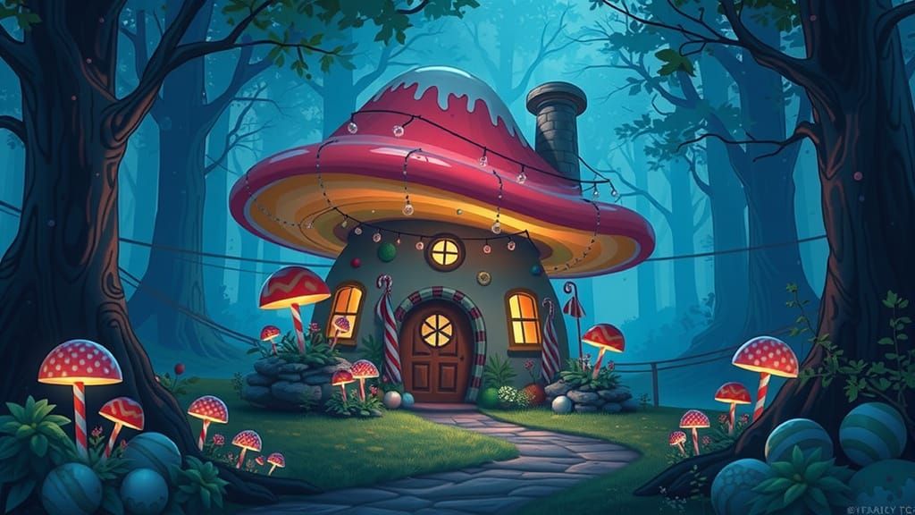 Whimsical Candy Landscape in Hyperrealistic Digital Style