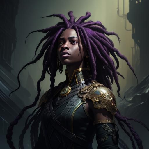 Dark Fantasy Portrait of Black Woman with Dreads