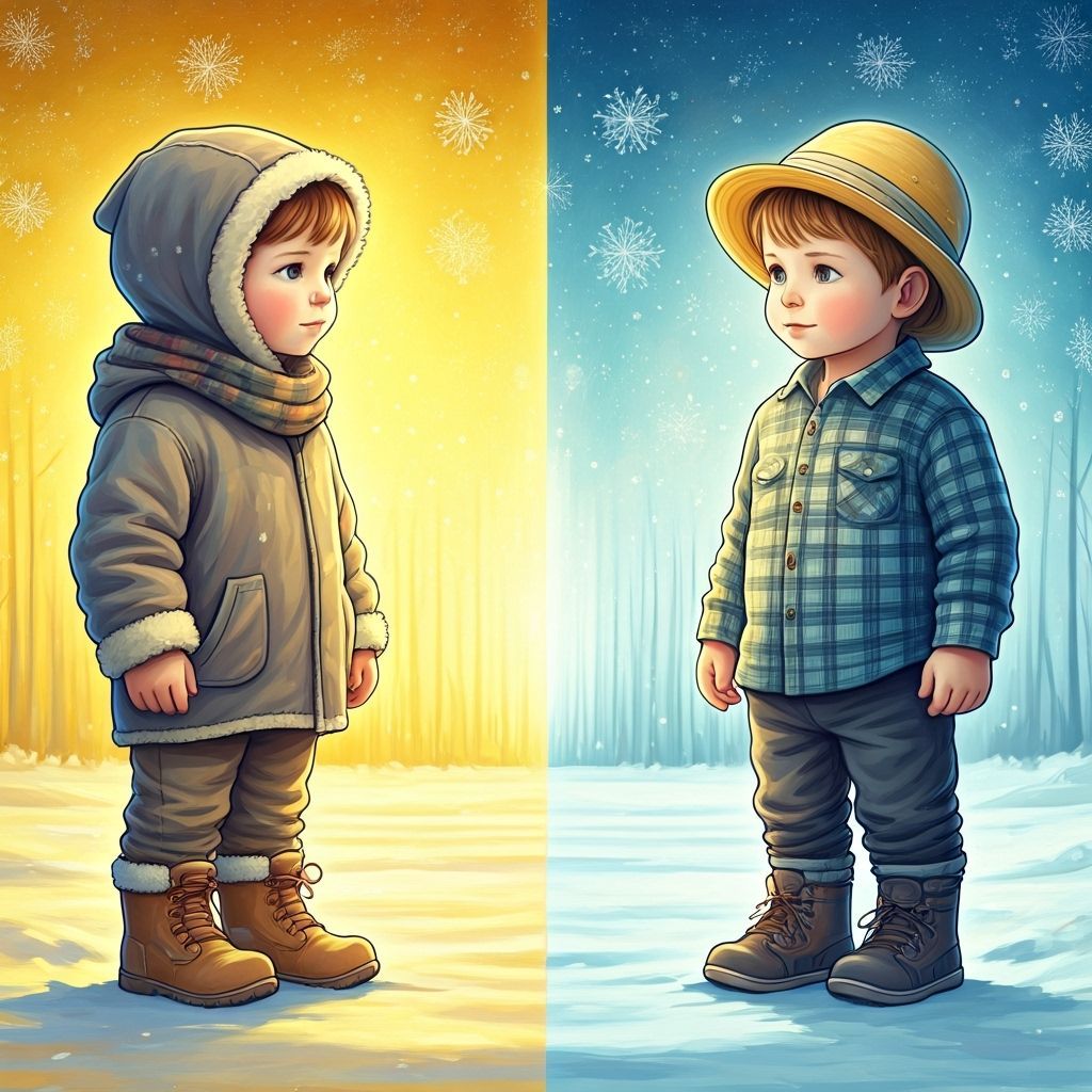 Two Brothers Contrasting Seasons: Winter vs. Summer