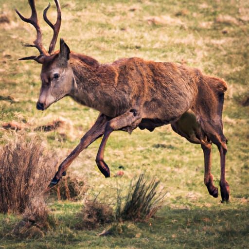 Stag Deer Leaping in Agile Motion