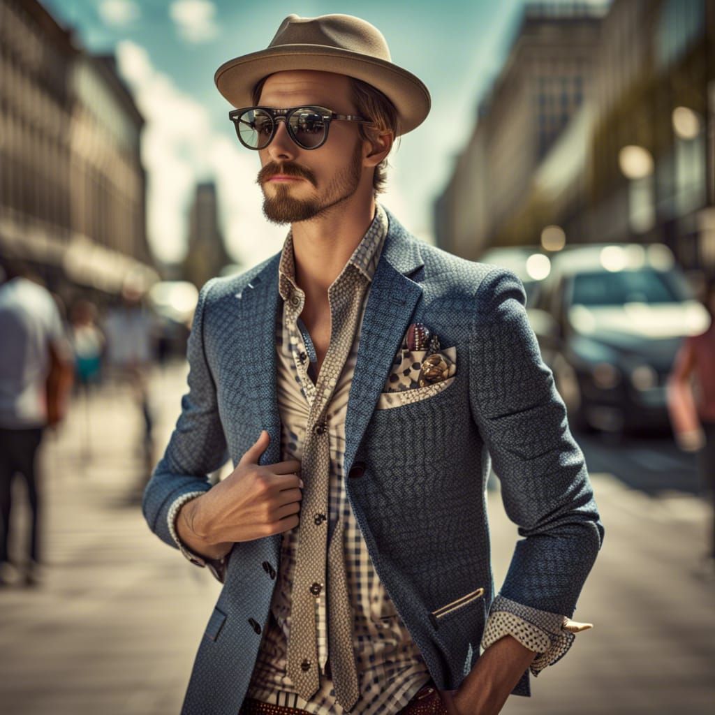 Male Hipster with Vintage Style and Sharp Focus