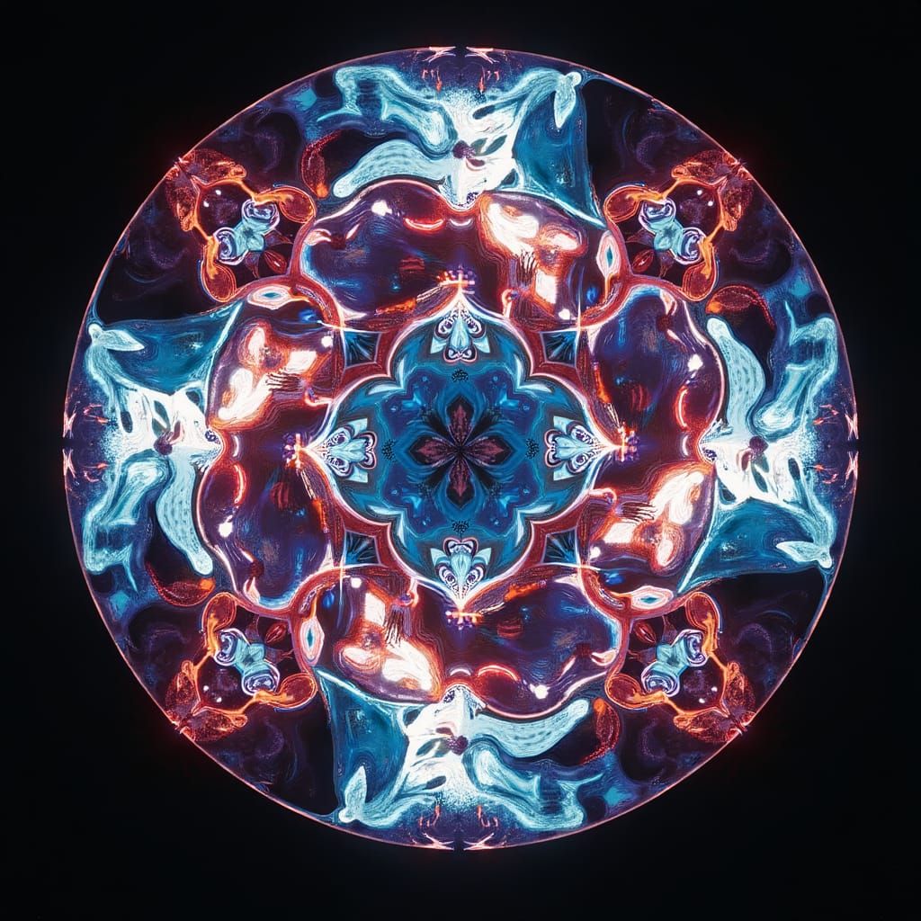 Holographic Rorschach Test in Psychedelic Art Nouveau Style