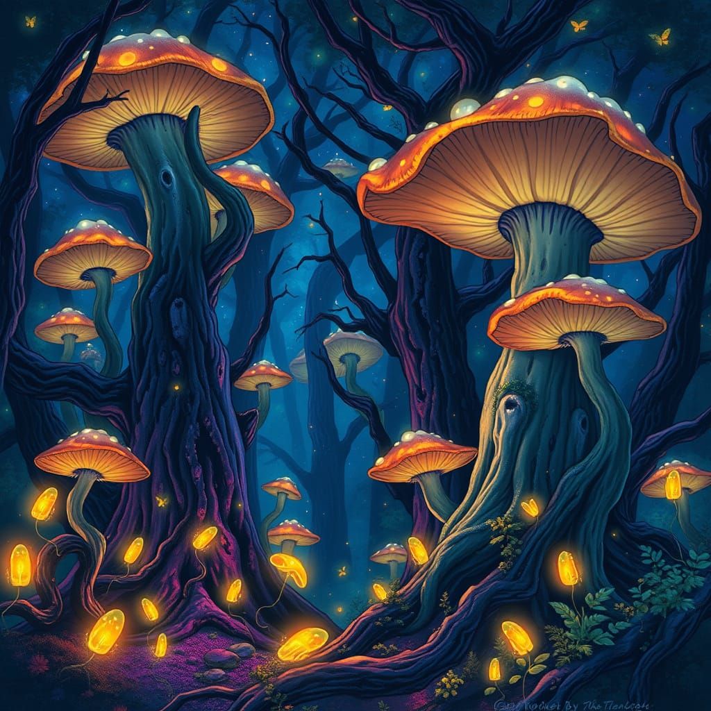 Bioluminescent Forest Fantasy Concept Art