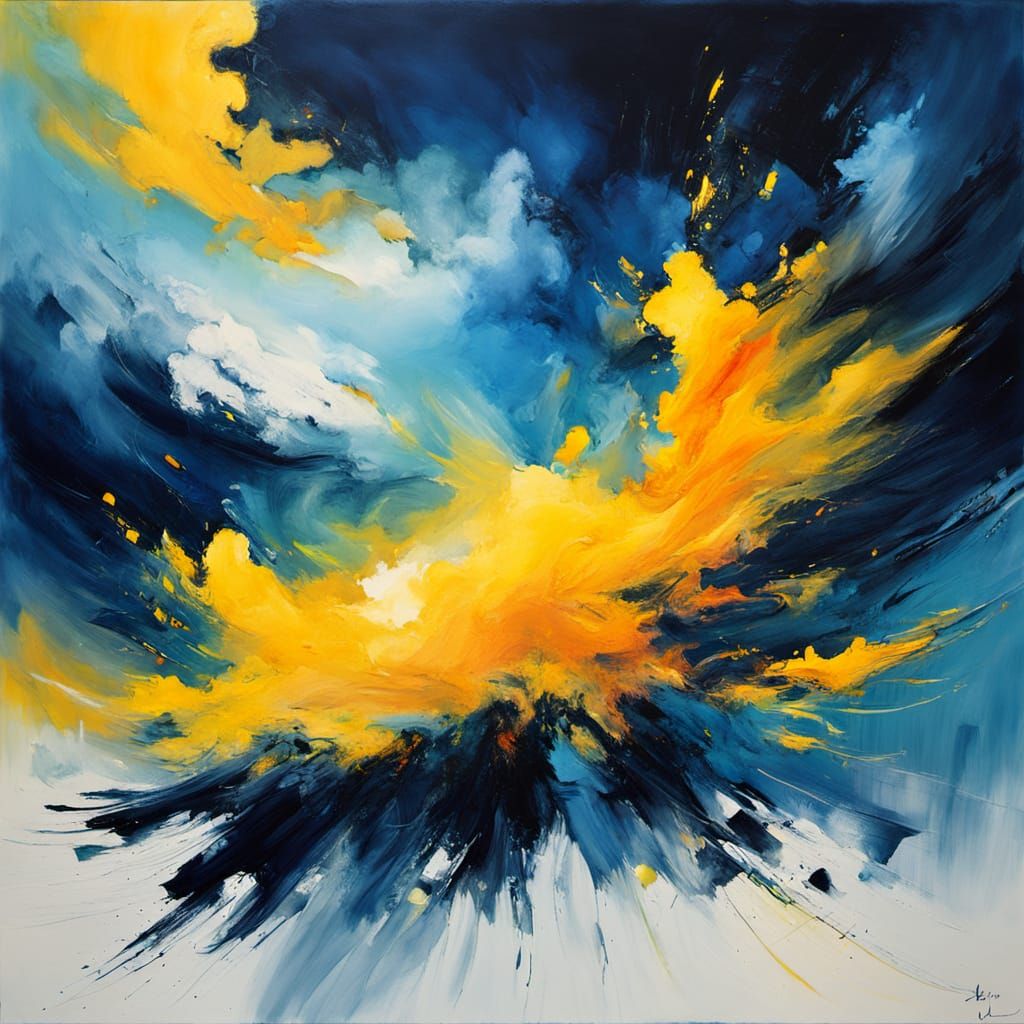 Calm Sky Abstract Expressionism with Bold Strokes