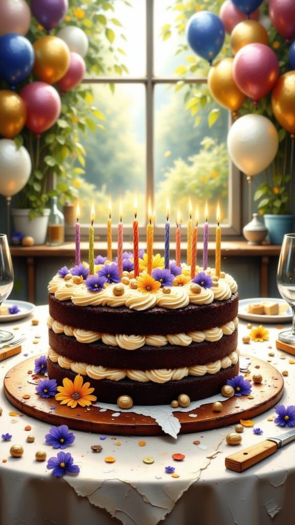 Decadent Chocolate Cake with Hazelnut Creme in Impasto Style