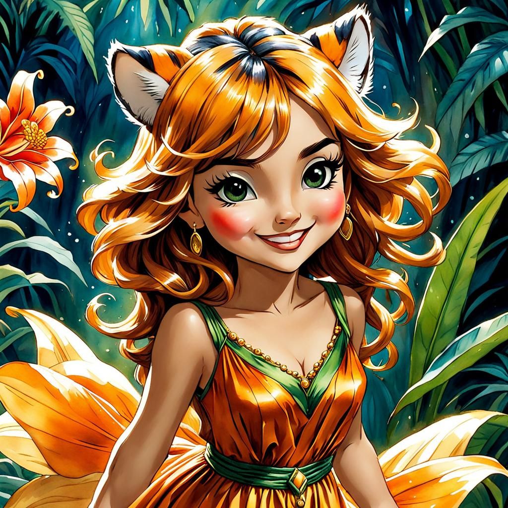 Cute Chibi alternative Tiger Lily from Peter Pan