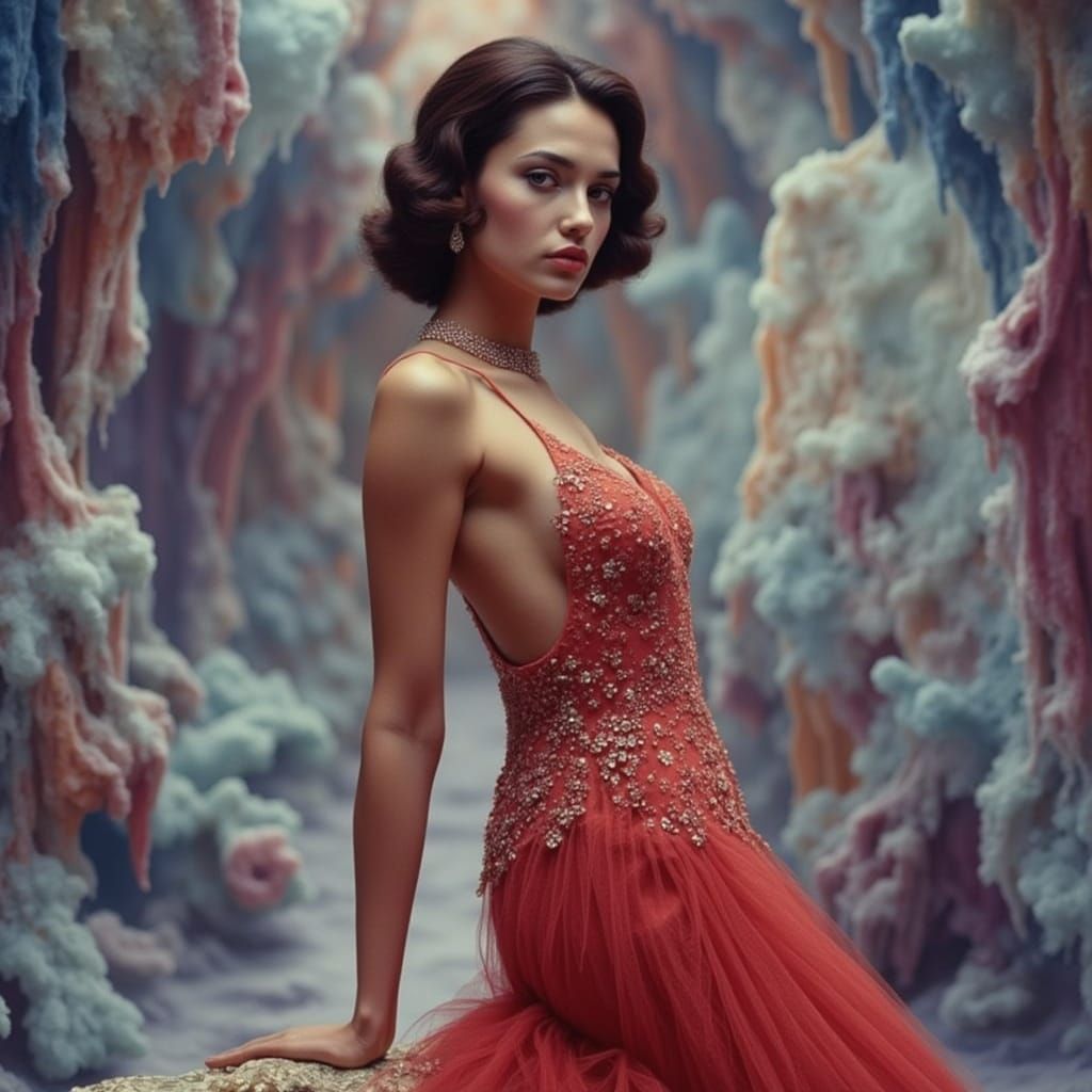 Actress Posing in Surreal Dreamscape, Surrealist Style