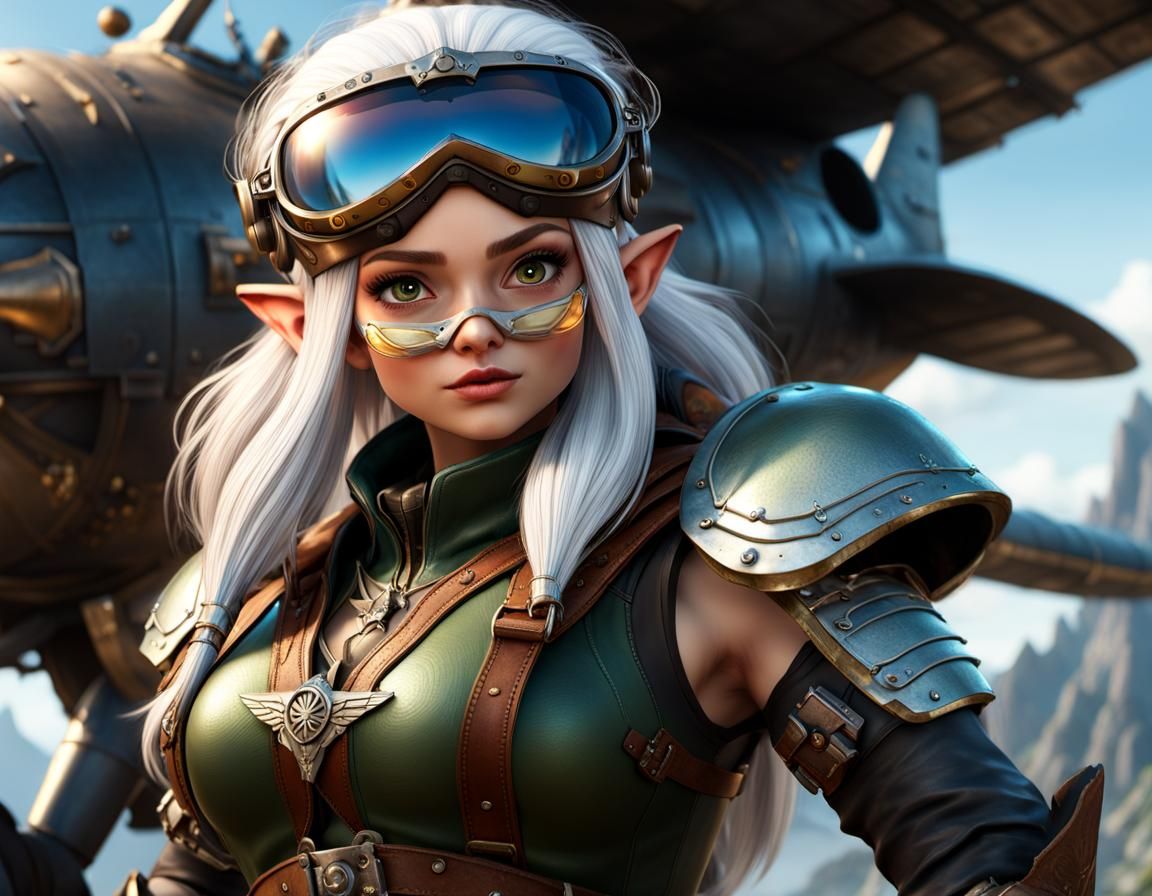 Gnome Pilot in Leather Armor: Photorealistic Fantasy Art