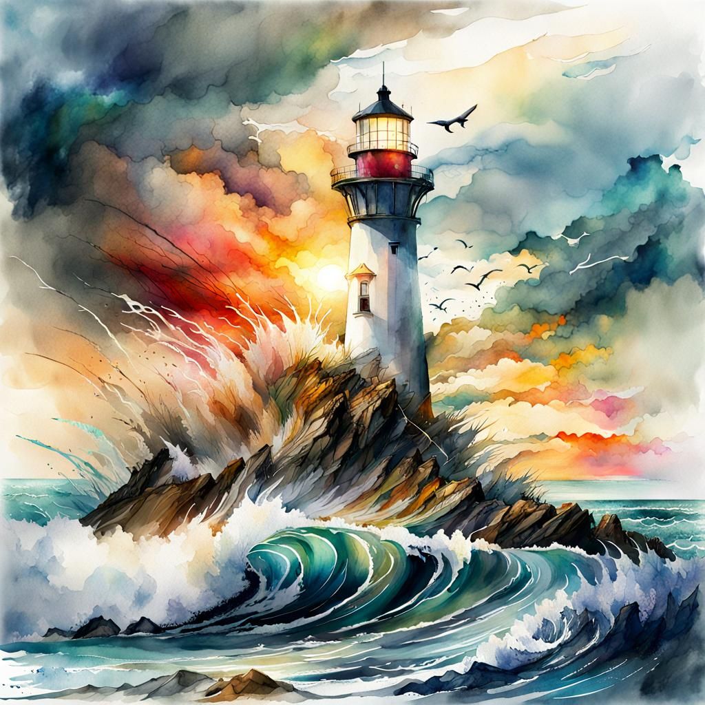 Lighthouse in a storm
