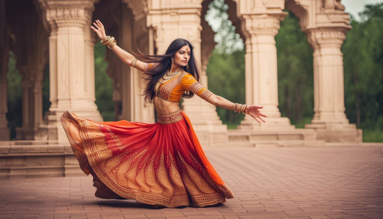 Dancing Hindi Woman in Traditional Dress
