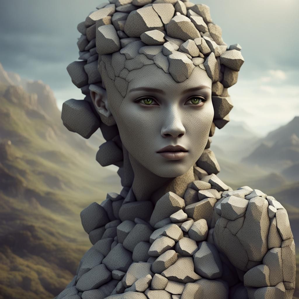 Earth Elemental Woman of Stone and Rock