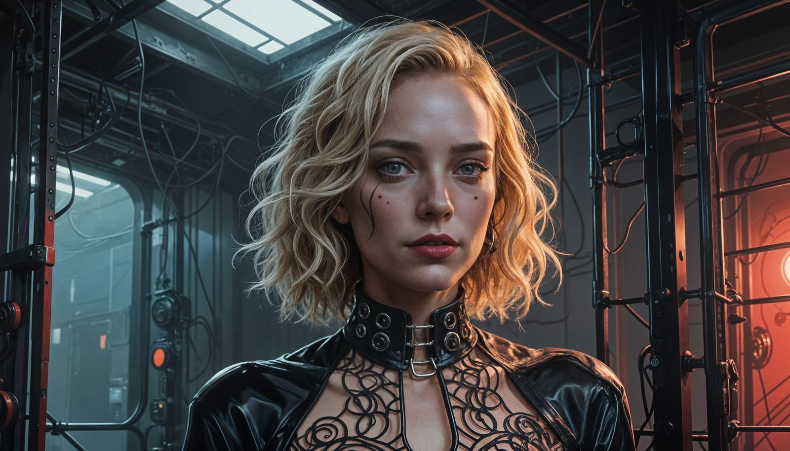 E-Girl Goddess in Crimson Skinned Bodysuit