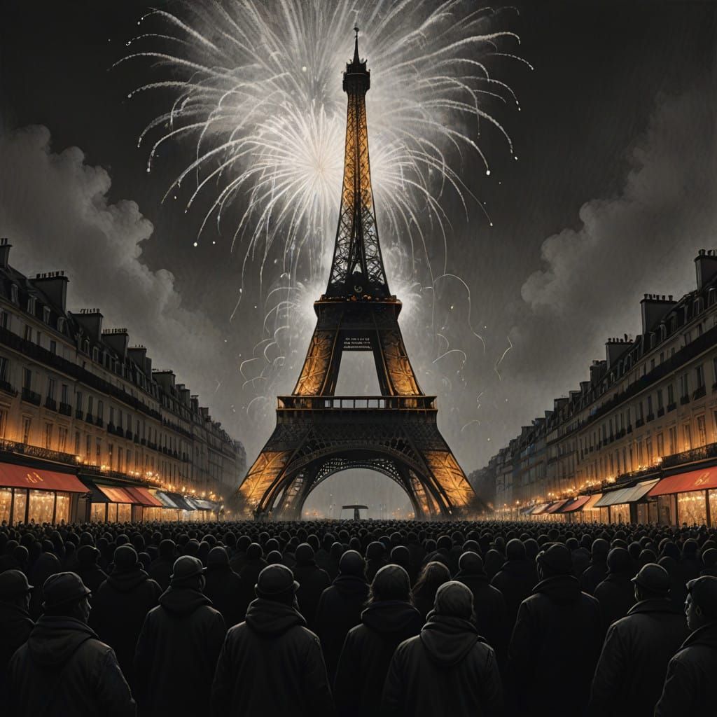 Parisian New Year's Eve Celebration at the Eiffel Tower