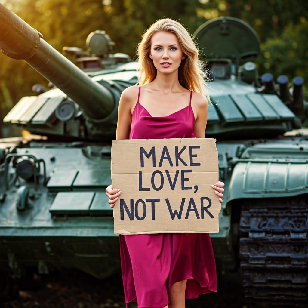 Glamorous Model Promotes Peace in Klimt-Inspired Style