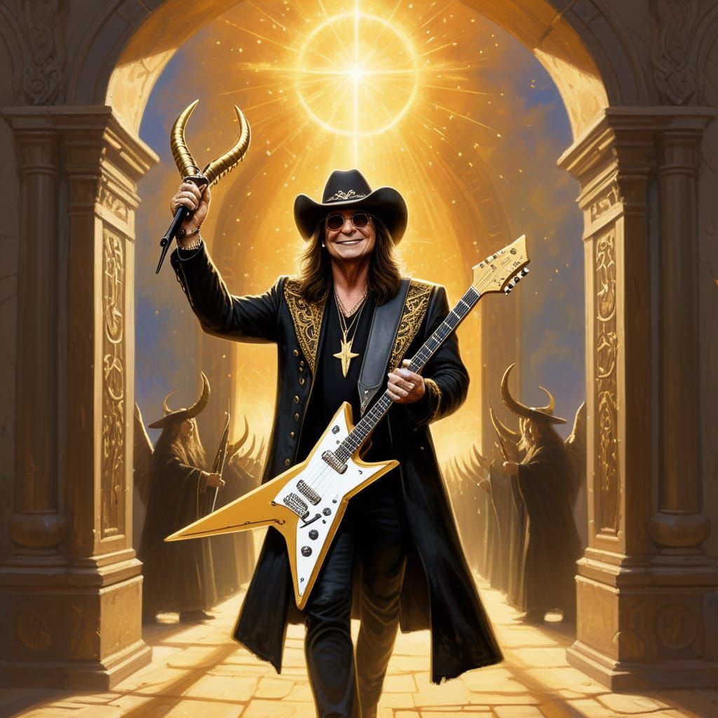 Ozzy Osbourne Approaches Heaven's Gates: Triadic Oil Paintin...