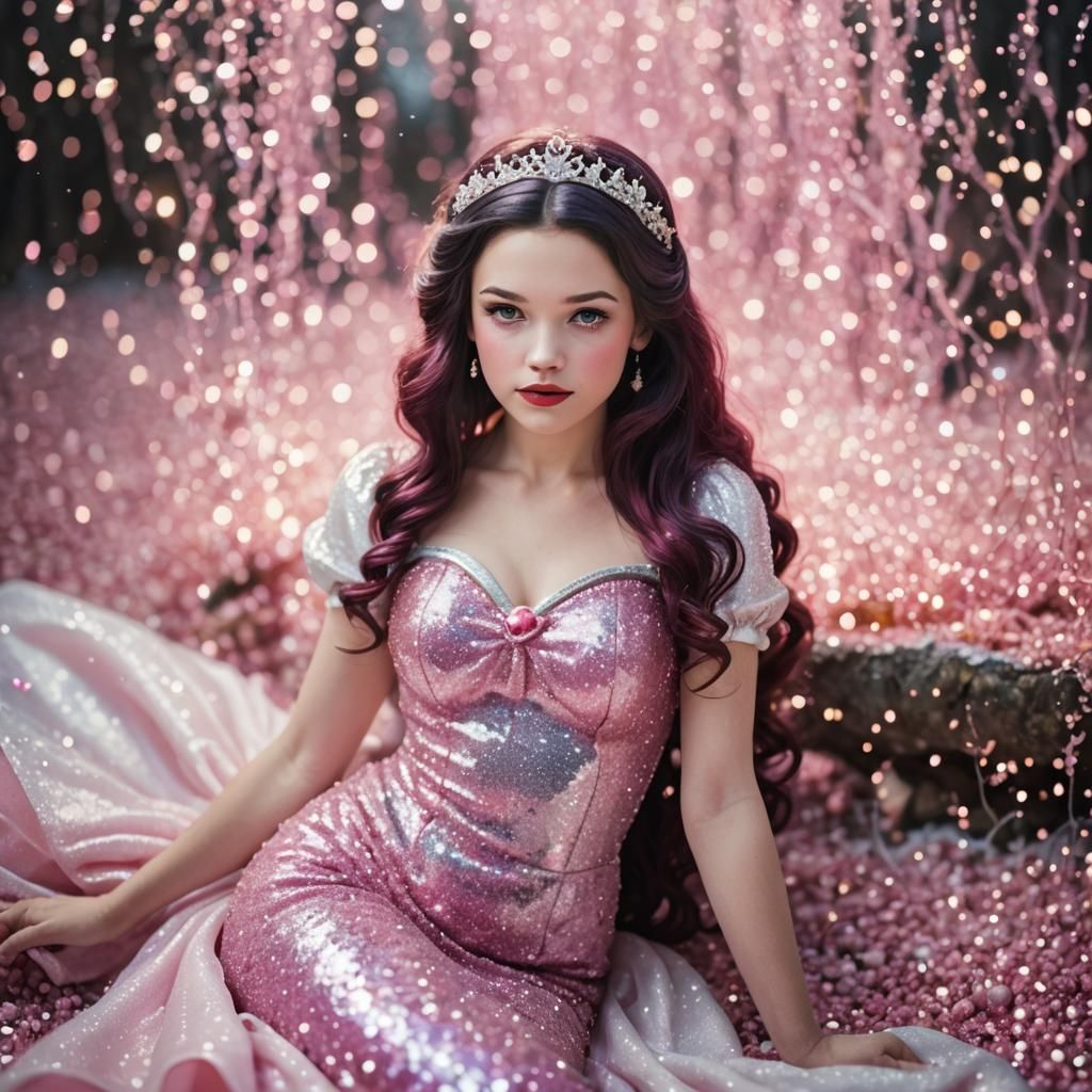 Snow White Space Mermaid with Pink Sparkles