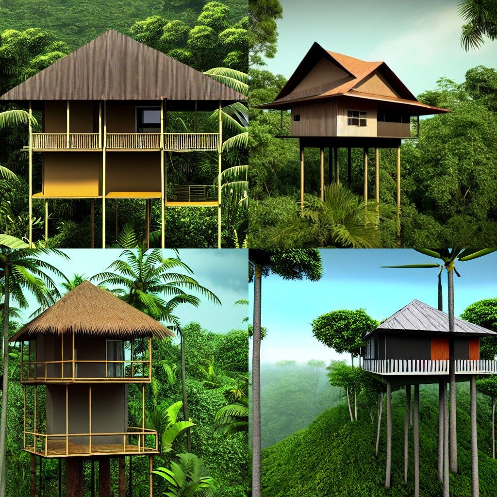 Jungle House on Stilts: Ultra Realistic 8K Rendering