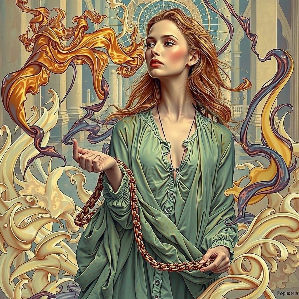 Dreamlike Woman Emerges from Swirling Mists in Hyperrealism