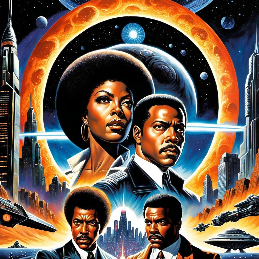 Cosmic Blaxploitation Sci-Fi Detective Movie Poster Art