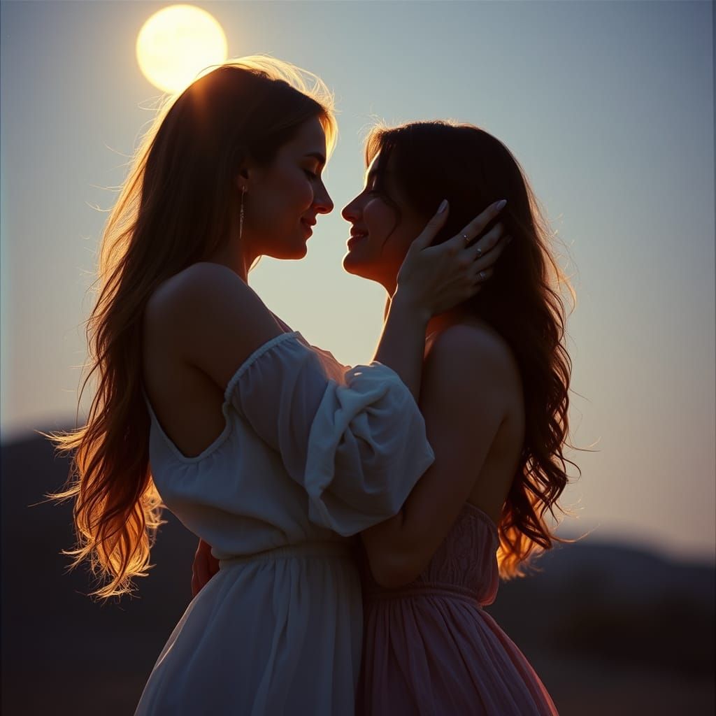 Two Women in Ethereal Moonlit Trance