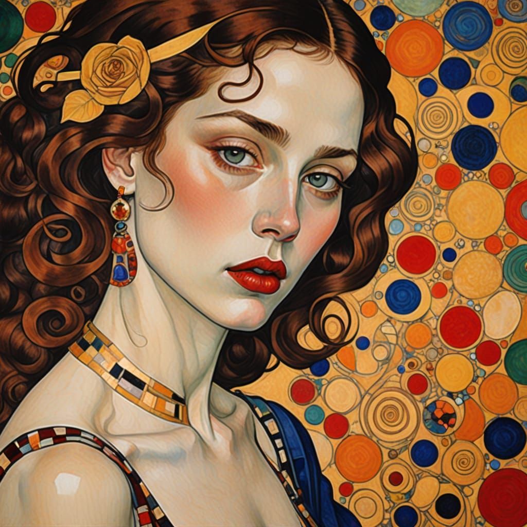 Organic Line Drawing in Art Nouveau Style