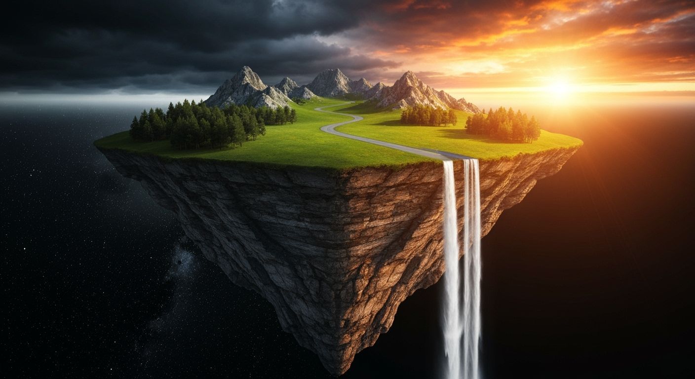 Floating Island in Space: Light vs. Shadow