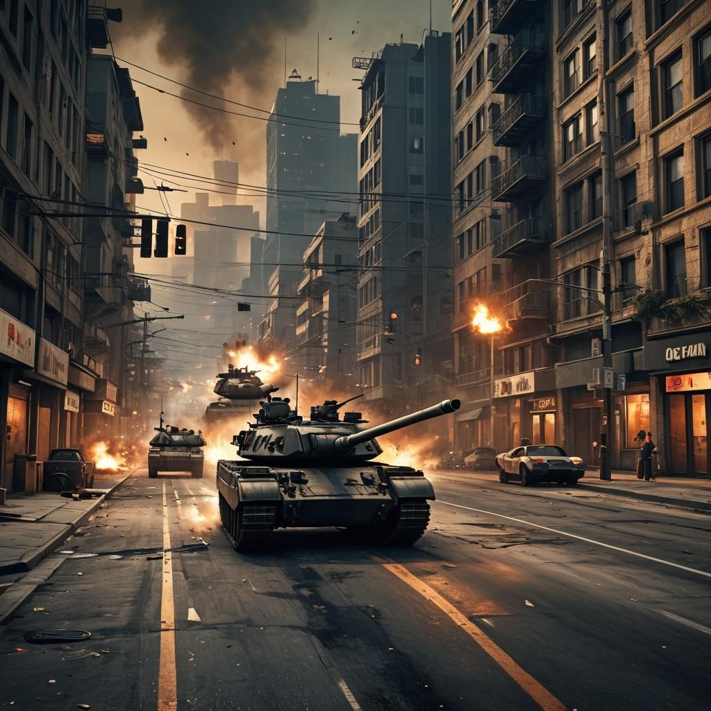 German Military Tanks Invade Los Santos: Digital Art