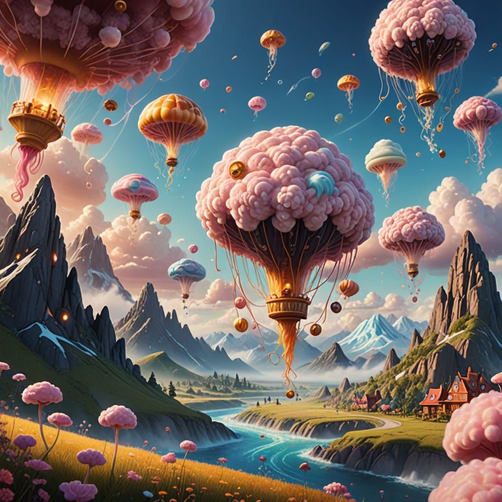 Dreamlike Honey Rivers and Whimsical Ice Cream Hills in Vibr...