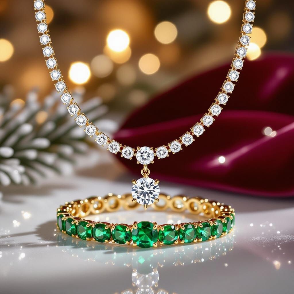 Luxury Jewelry Product Photo with Christmas Sparkle