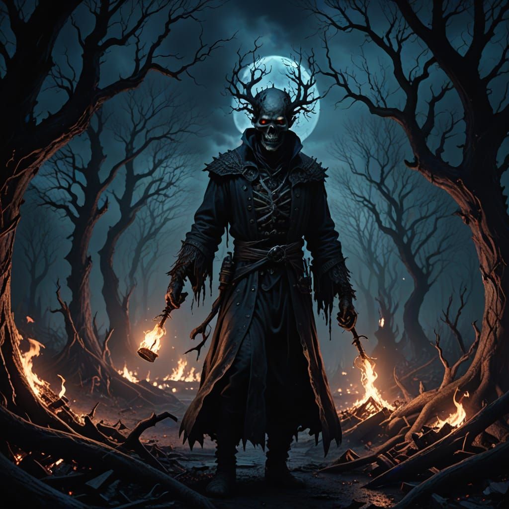 Dark Gothic Figure in Twisted Realm
