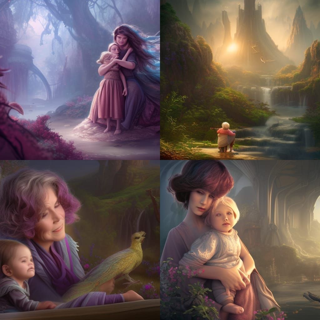 Grandmother and Granddaughter: Detailed Fantasy Concept Art