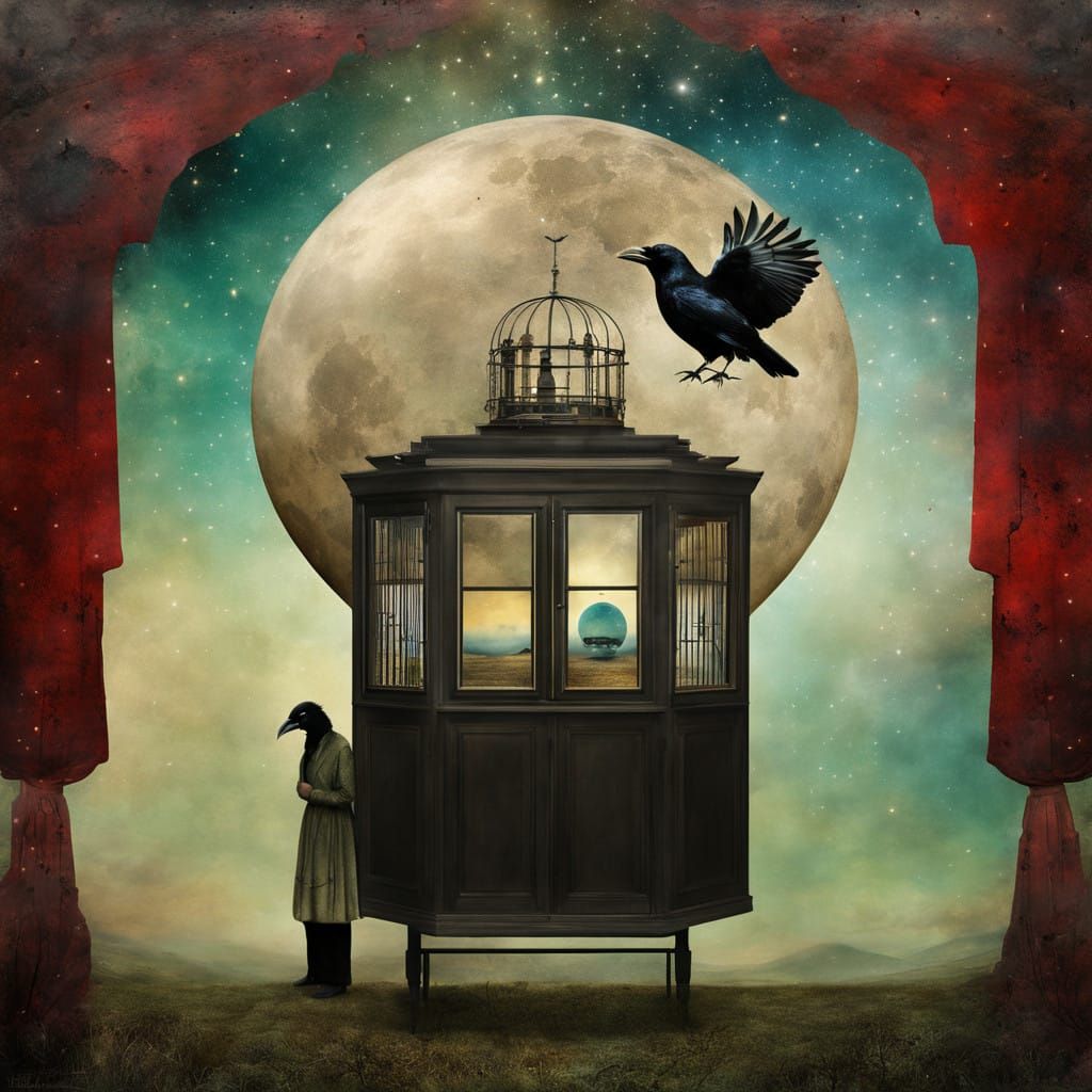 all seeing eye, ravens, otherworldly waiting room, Catrin Welz-Stein, heart, playground, nebula, Emily Gravett, surreali...