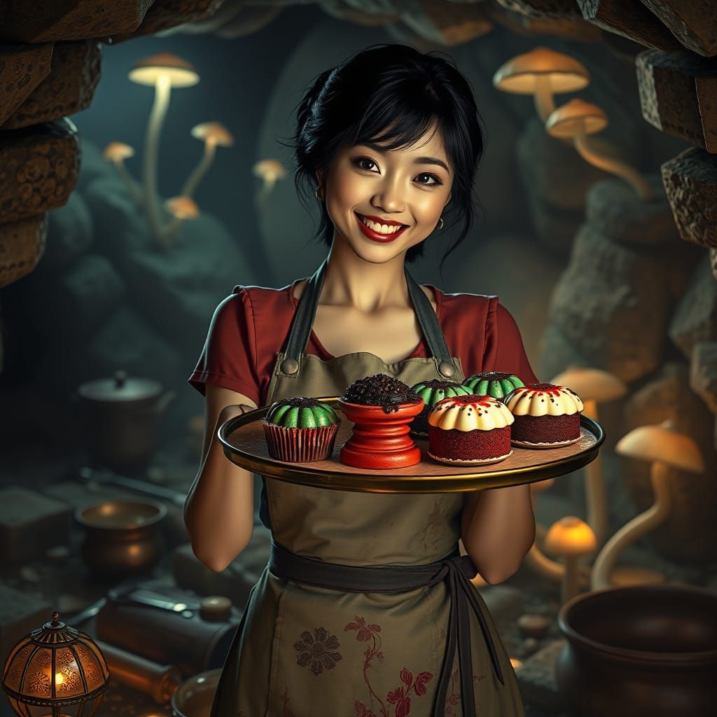 Surreal Subterranean Baking Scene in Cyberpunk Style