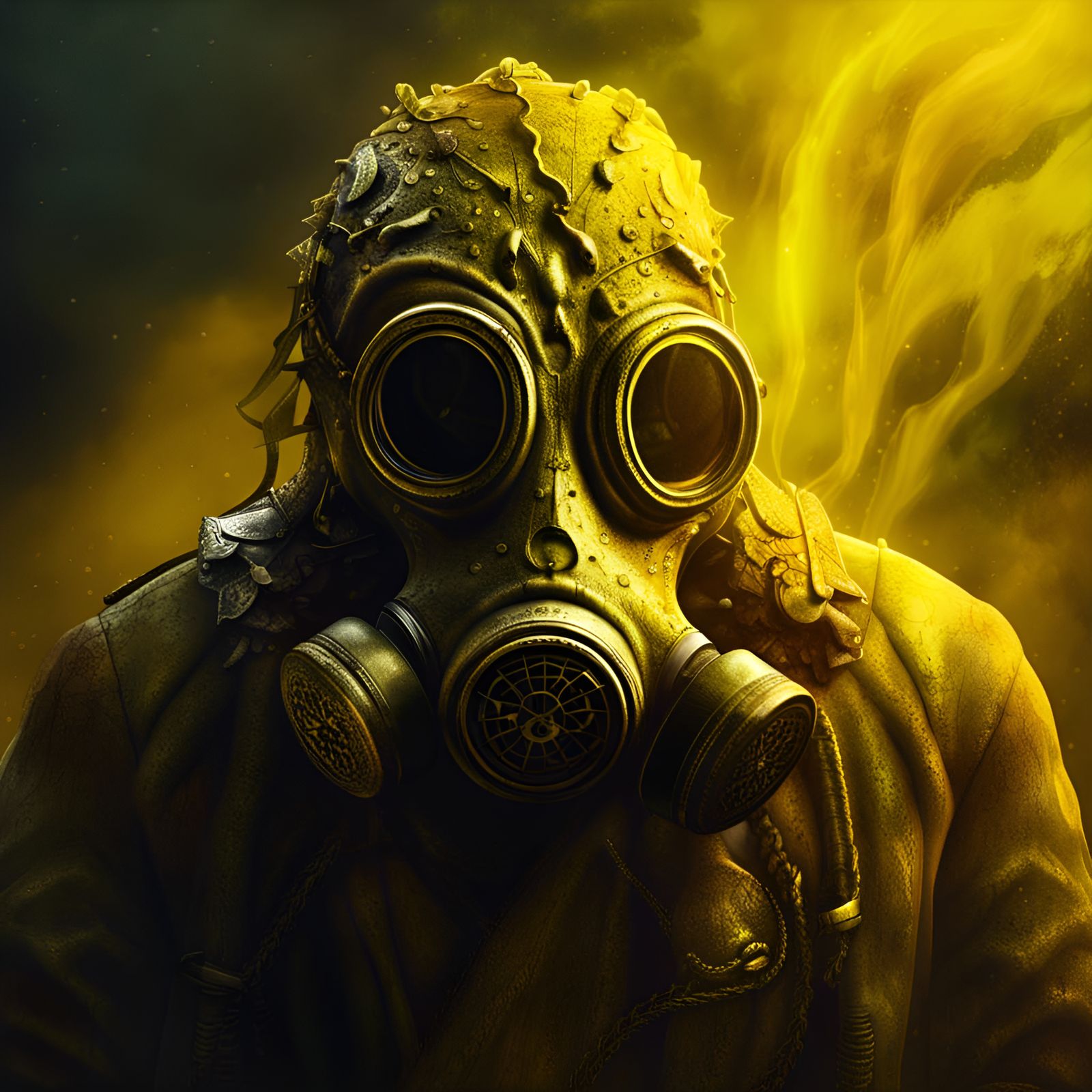 Lovecraftian Gas Mask Monster in a Digital Painting
