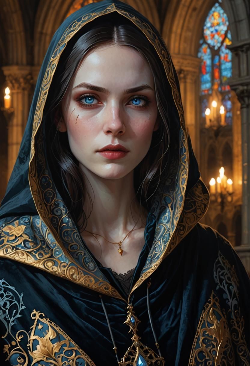 Vampire Portrait with Gothic Cathedral Arches