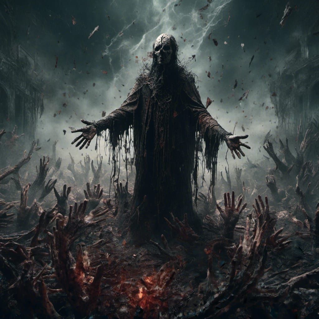 Undead Shadow Priest Casting Spell: Digital Matte Painting