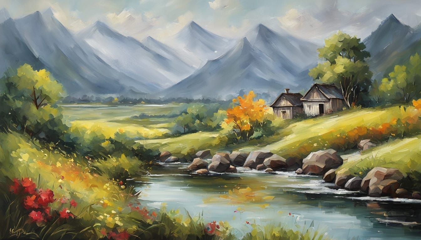 Vibrant Landscape Oil Painting