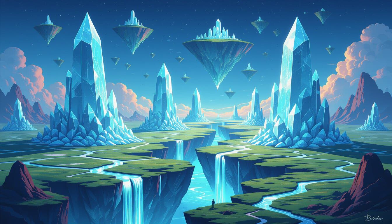 Surreal Crystalline Trees and Rivers of Light