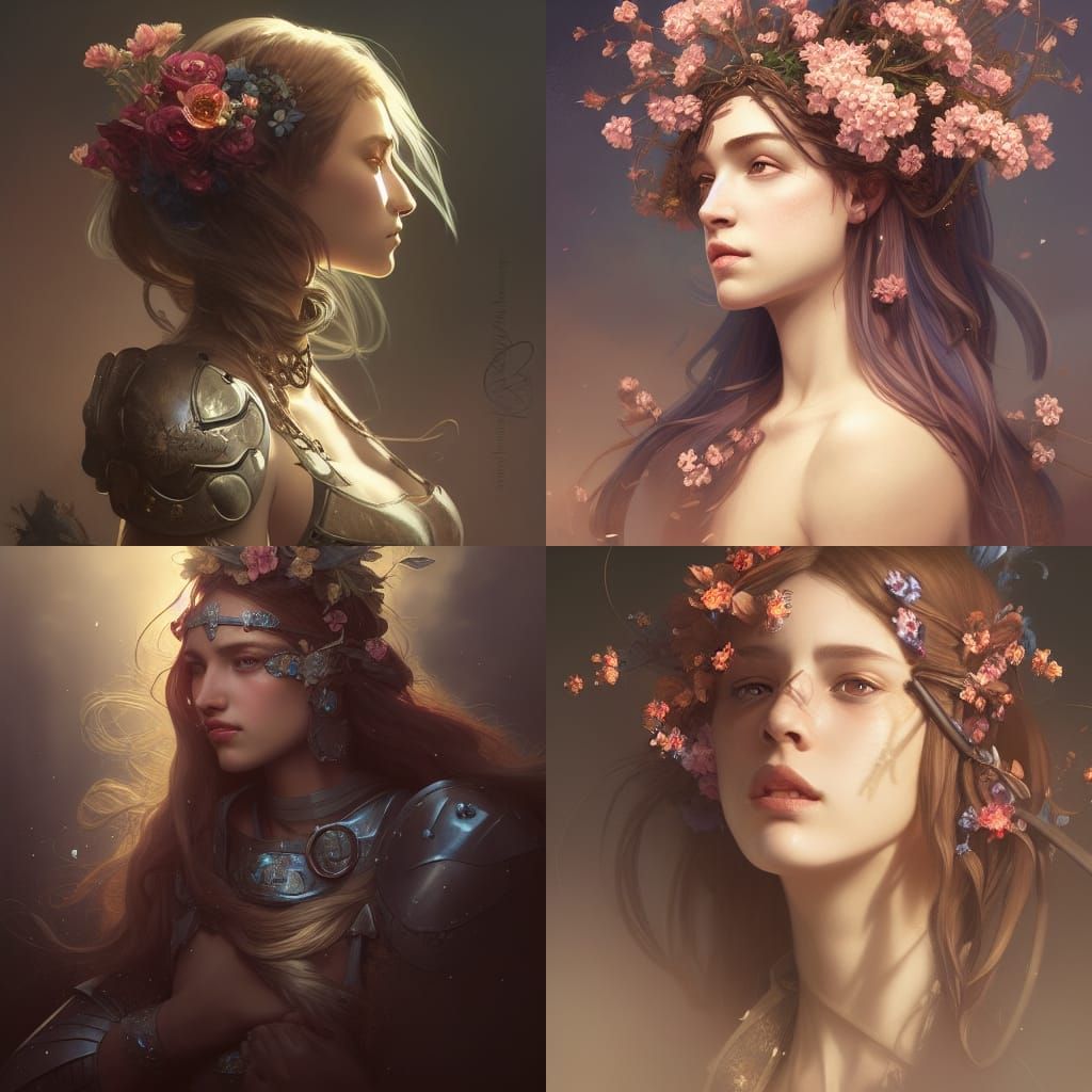 Medieval Knight Portrait in Art Nouveau Style