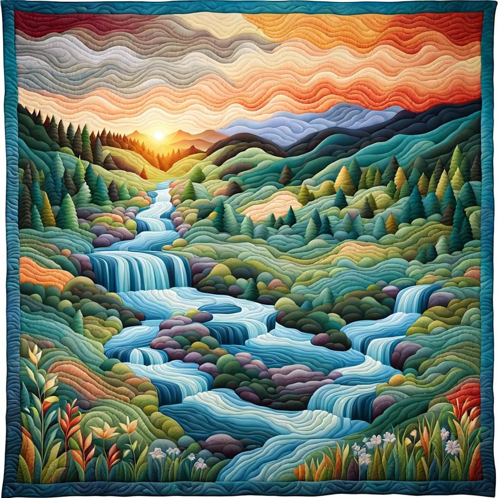 Landscape Quilt at Sunrise: HD Film Still