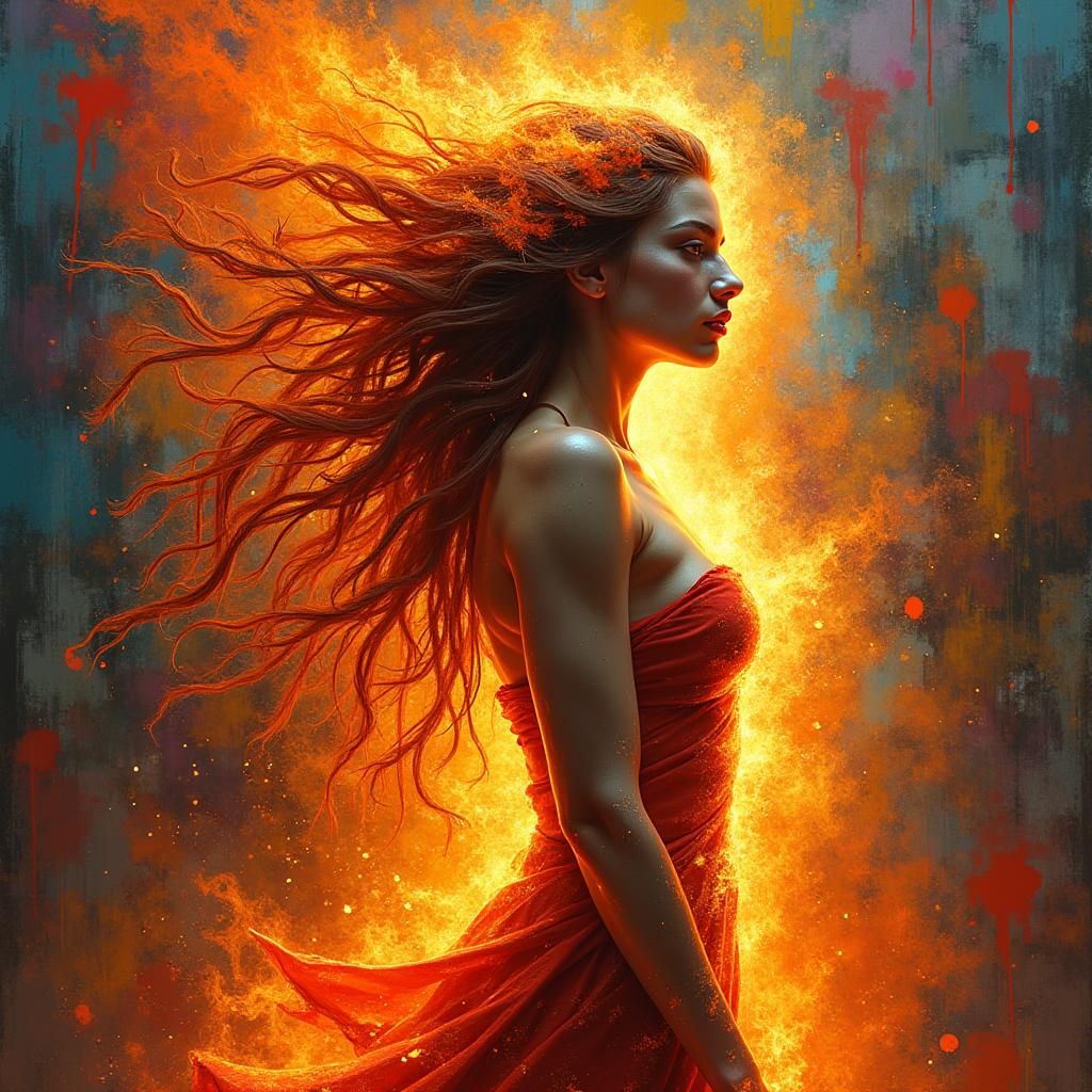 Ember Warrior in Graffiti Landscape