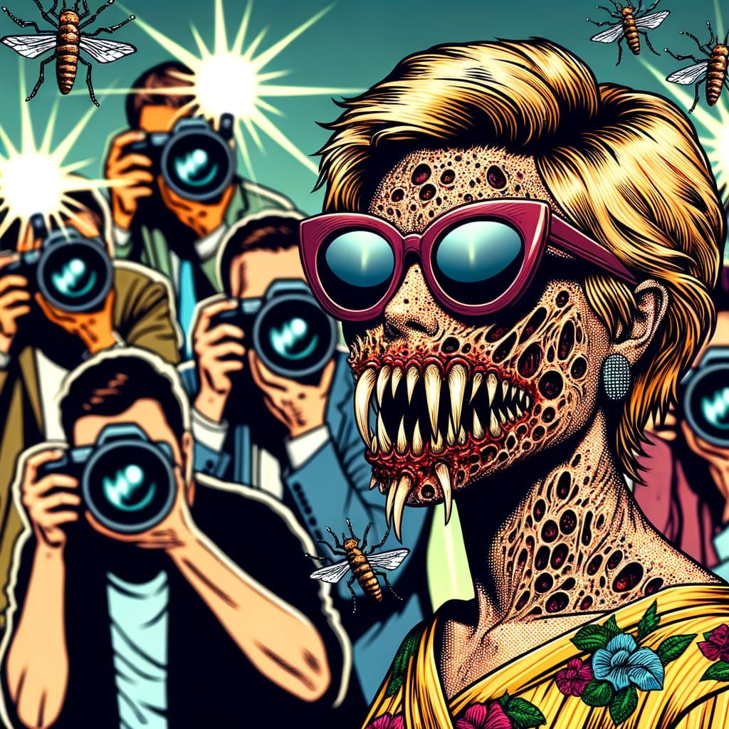 Comic Book Portrait of a Disturbed Starlet